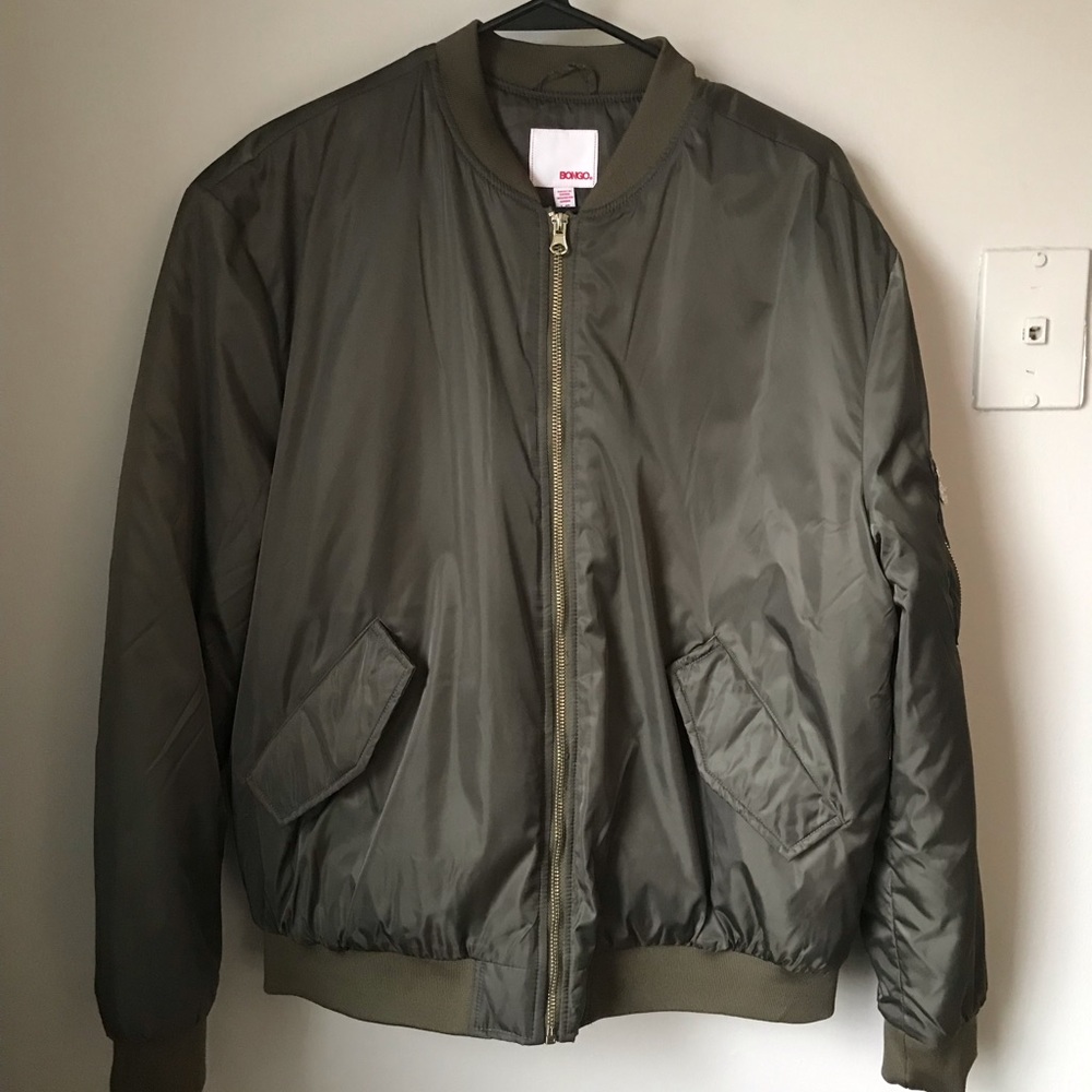 Bongo Women’s Puffer Bomber Jacket- Olive Green